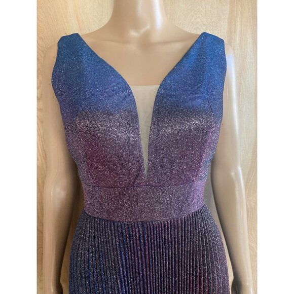 Cinderella Divine Maxi Dress #CH211 Pleated Glitter Metallic Purple Sz M EUC - Picture 2 of 16
